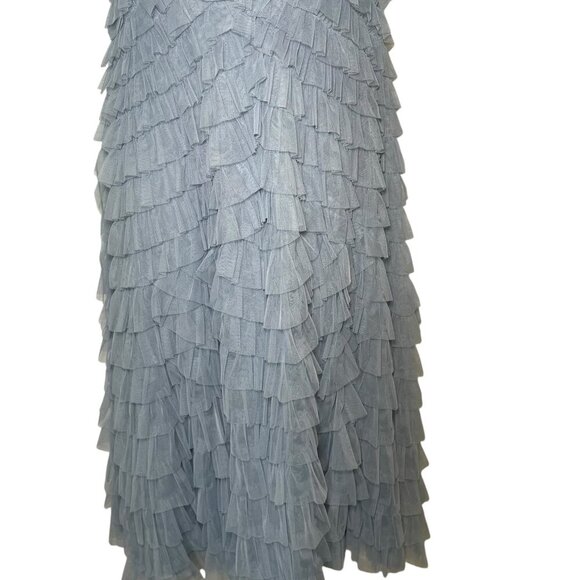 Mac Duggal French Blue Ruffle Midi Dress NWT Size 10 Style 8055 A-Line - Picture 4 of 6